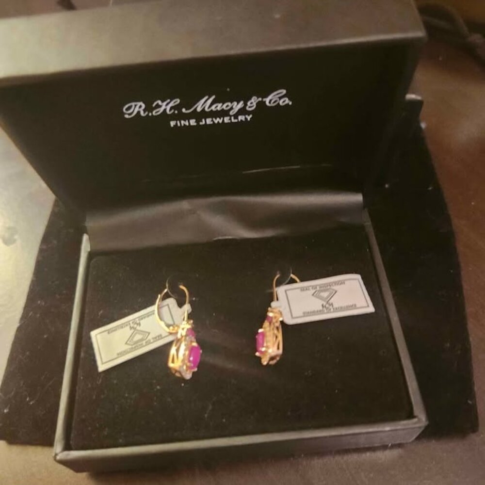 Ruby drop earrings 14K gold